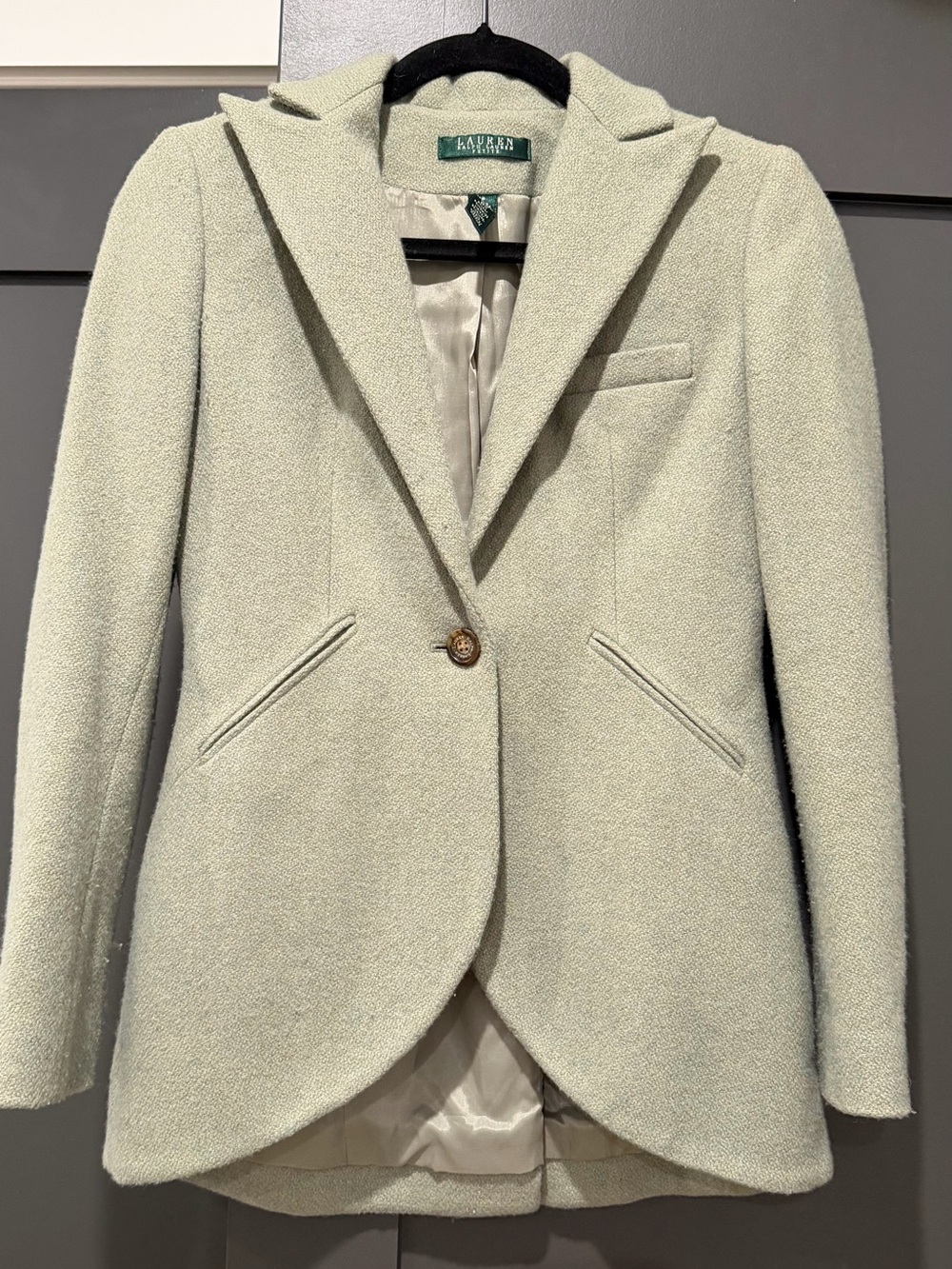 Banana Republic Pale Mint Green Tailored Wool-Blend Blazer